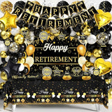 Retirement Party Decorations for Men Women 109Pcs Black Gold Happy