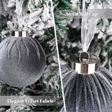 Velvet Ornaments for Christmas Tree Decorations - Gray Xmas Ball