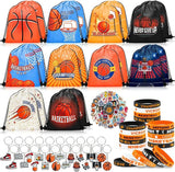 110 Pcs Basketball Party Favors Drawstring Backpack with Keychains