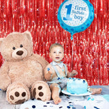 GCB 2 Pack Red Tinsel Backdrop, Fringe Curtains, Red Foil Tinsel