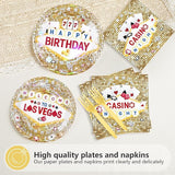 96Pcs Casino Theme Birthday Party Decorations Gold Glitter Plates