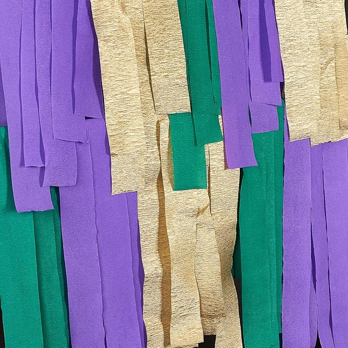 PartyWoo Mardi Gras Crepe Paper Streamers 6 Rolls 492 ft Pack of