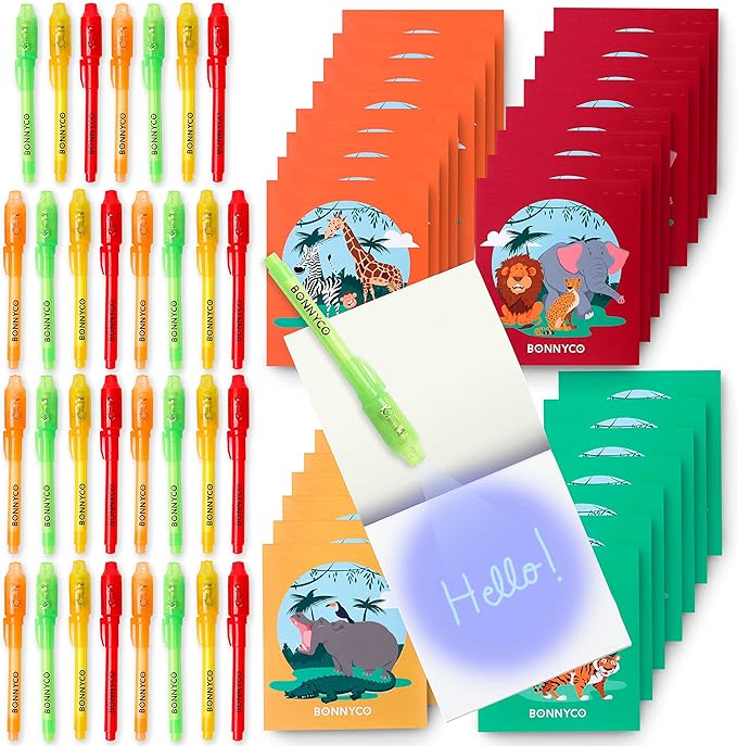 Invisible Ink Pen and Notebook Pack 32 Safari Party Favors for Kids