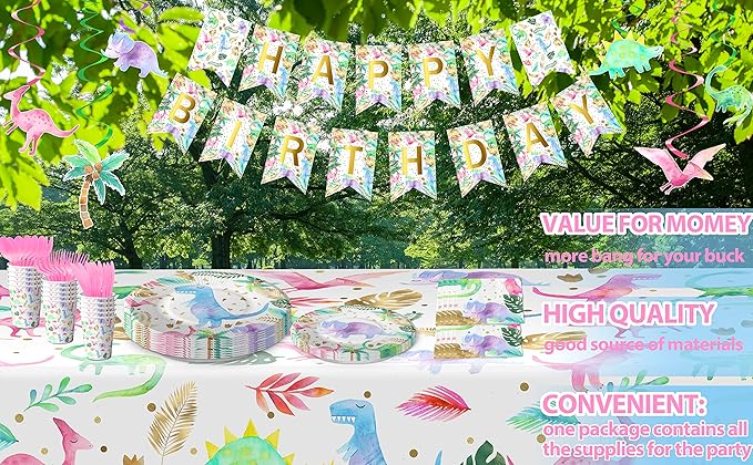 Pastel Dinosaur Party Supplies for 20 Guests Girl Dinosaur Birthday