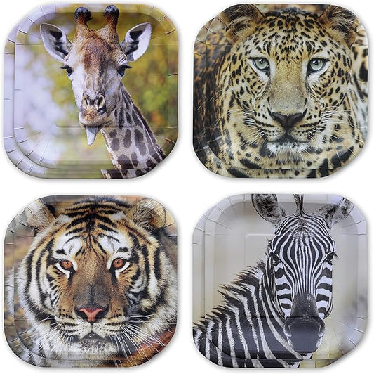 Jungle Safari Paper Party Plates 16 pcs ! 16 7in Square Dessert