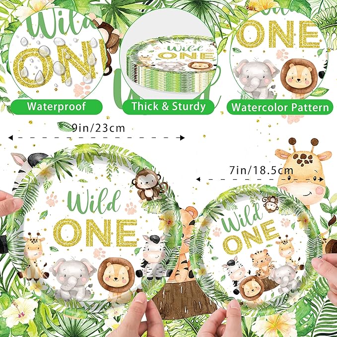 222 PCS Wild One Birthday Decorations Jungle Safari Baby Shower