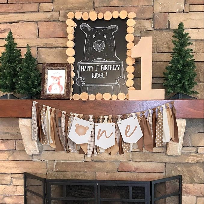 Bear High Chair Banner First Birthday Highchair Banner Woodland