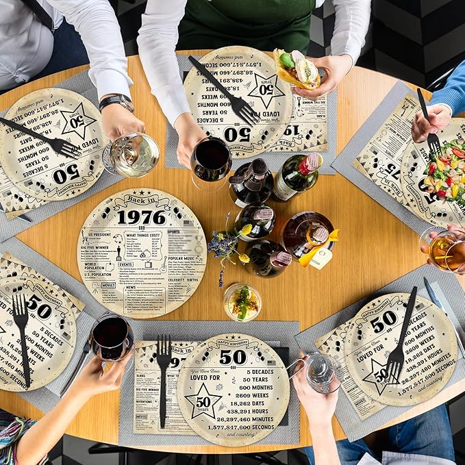 96Pcs 50th Birthday Party Plates and Napkins 50th Birthday Party