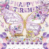 Butterfly Retirement Decorations Purple Happy Retirement Banner