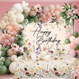 Wildflower Birthday Decorations for Women Girls, Sage Green Dusty Pink