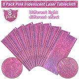 8 Pack Iridescence Plastic Tablecloths Shiny Disposable Laser