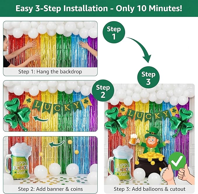 137 Pcs St Patrick's Day Balloons Party Decorations Shamrock Foil
