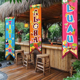 3 Pcs Hawaiian Banners Aloha Luau Porch Sign Tiki Bar Hanging Flag