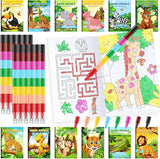 24 Jungle Safari Mini Coloring Books Kids with 24 Stacking Crayons