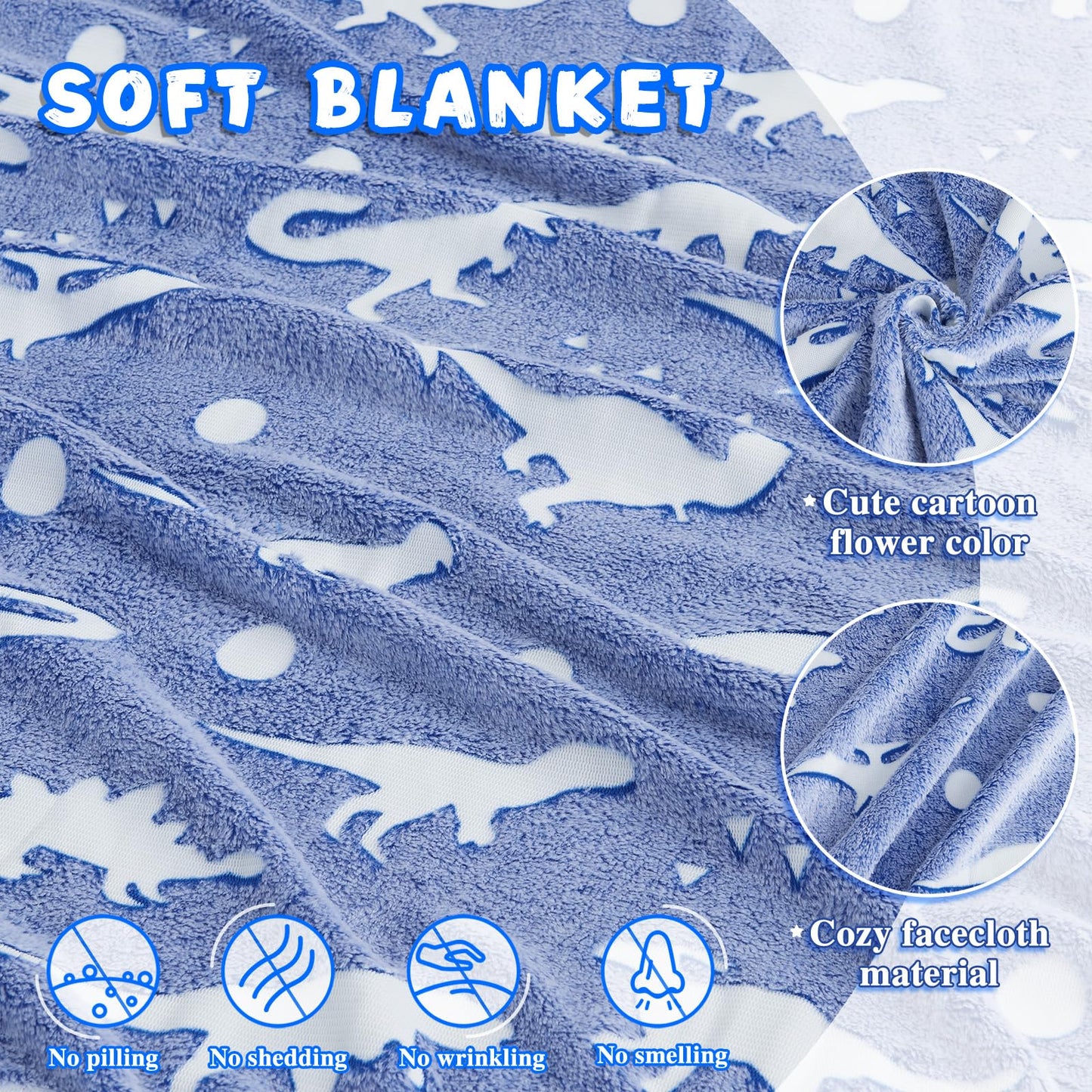 inhand Dinosaur Toys for Kids Glow in The Dark Dinosaur Blanket