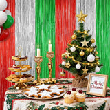 2 Pack Christmas Metallic Tinsel Foil Fringe Curtains, Door Streamers