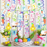 31 PCS Easter Decorations Spring Decor Egg Bunny Foil Swirl Party