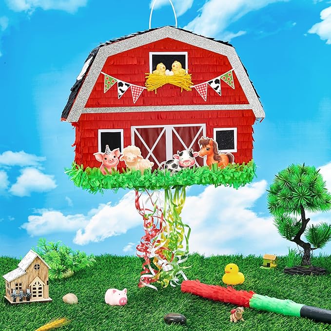 Red Farm Animal Piñata Farm Baby Shower Decorations Animal Piñata