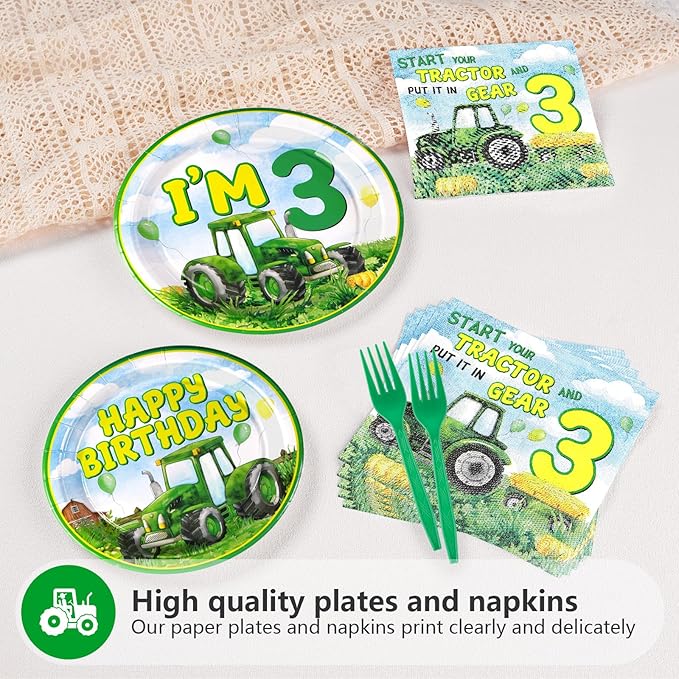 96Pcs Tractor Birthday Party Decorations Tractor 3rd Birthday Party