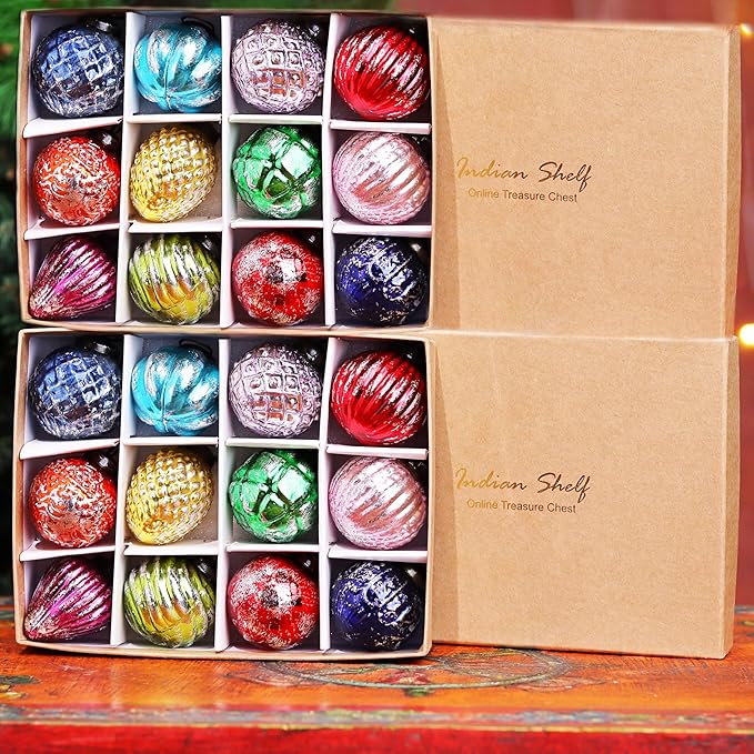 IndianShelf 24 Pieces Large Retro Vintage Christmas Ornaments Unique