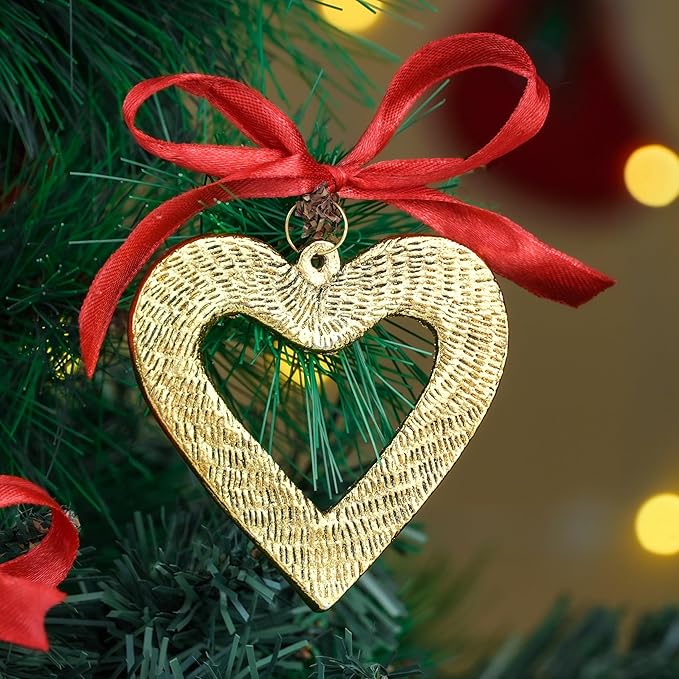 IndianShelf 12 Piece Golden Aluminum Christmas Tree Hanging Ornaments