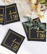 Cheers to Years Cocktail Napkins - 50 PK - 3-Ply Birthday Napkins 5x5