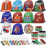 110 Pcs Football Party Favors Drawstring Backpack with Keychains
