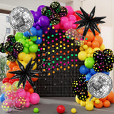 Amandir Glow in the Dark Party Decorations, 80S Disco Rainbow Balloon