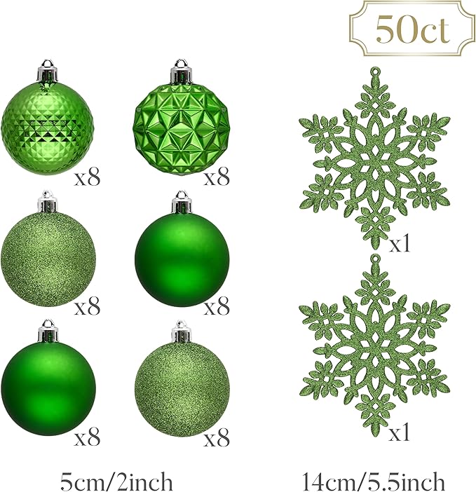 Valery Madelyn Christmas Tree Decorations Ornament Set, 50ct 2 Inches
