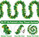 50 FT St Patricks Day Decorations Shamrock Garland Decor Green Gold