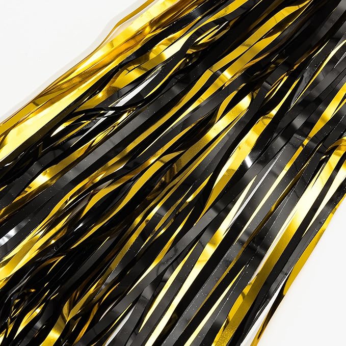Black and Gold Party Streamers Decoration GREATRIL Foil Fringe