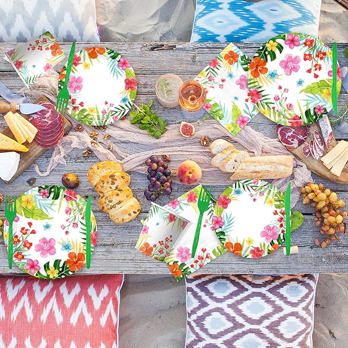 Luau Party Supplies 144pcs Tropical Party Decorations includes