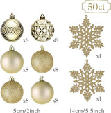 Valery Madelyn Christmas Tree Decorations Ornament Set, 50ct 2 Inches