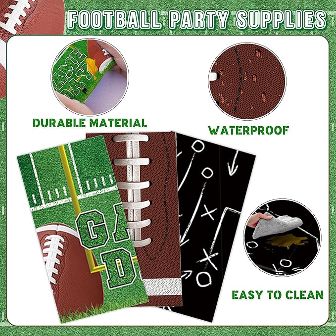Football Party Supplies Decor Kit for 24 Guests 3 Tablecloths
