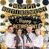 Black Gold Retirement Party Decorations Happy Retirement Banner