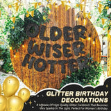 Fulmoon Set of 3 Pre Strung Older Wiser Hotter Glitter Banner Funny Bi