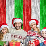 2 Pack Christmas Backdrop, 3.28 FT x 7.05 FT Red Silver Green Party
