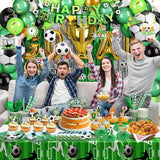 Soccer Party Decorations 255PCS Green Soccer Birthday Party Supplies