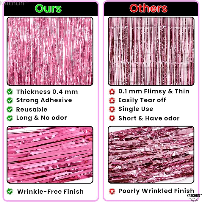 KatchOn, Pink Streamers for Party Decorations - XtraLarge 3.2x8 Feet,