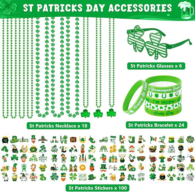 140PCS St Patricks Day Accessories St Patrick's Day Glasses