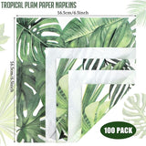 100 Pcs Tropical Palm Leaf Napkins Disposable Hawaiian Luau Aloha