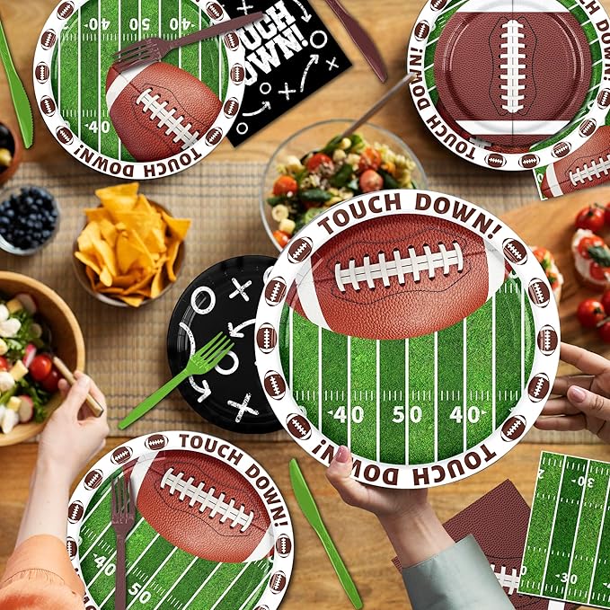 Football Party Decorations Tableware 168pcs Football Plates and