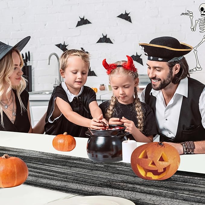 Snowkingdom Halloween Table Runner, 10 FT Black Spider Web Runners