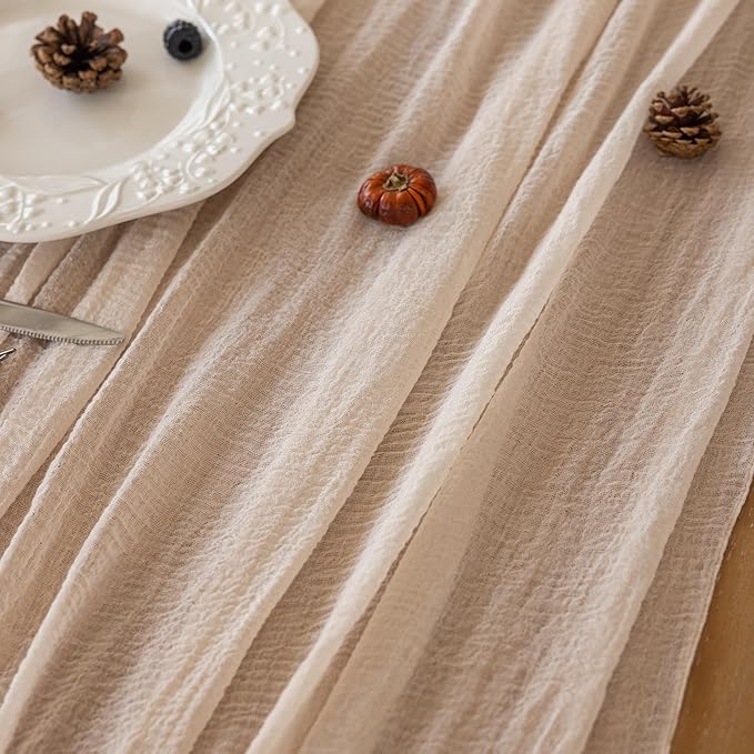 Keketoarrange 10pcs Beige Cheesecloth Table Runner Gauze Rustic 120