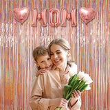 Photo Backdrop for Mothers Day Decorations, Melsan Rose Gold Tinsel