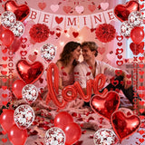 67Pcs Red Valentine's Day Decoration Set BE MINE Banner Foil Love