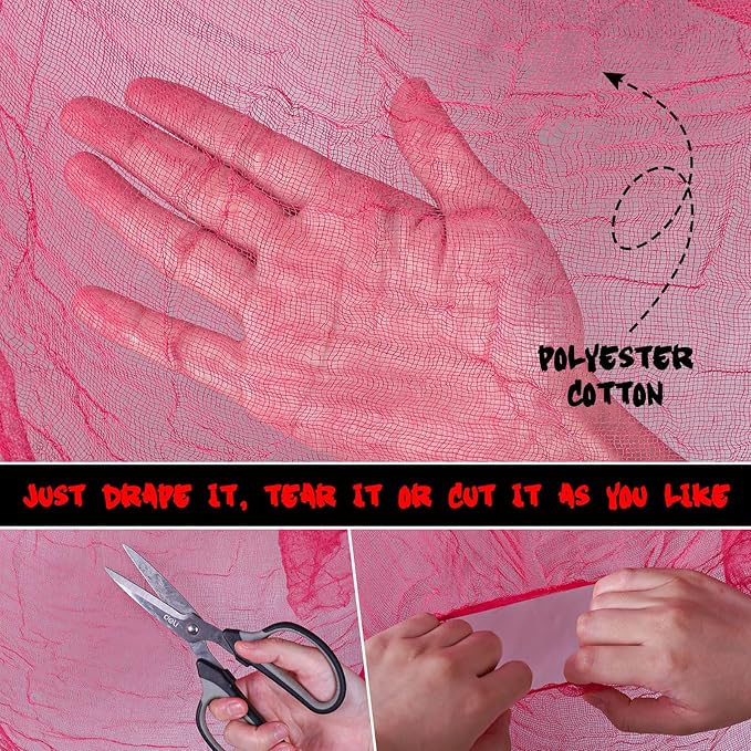 Halloween Pink Creepy Cloth 276 x 87 Inch Hot Pink Spooky Gauze
