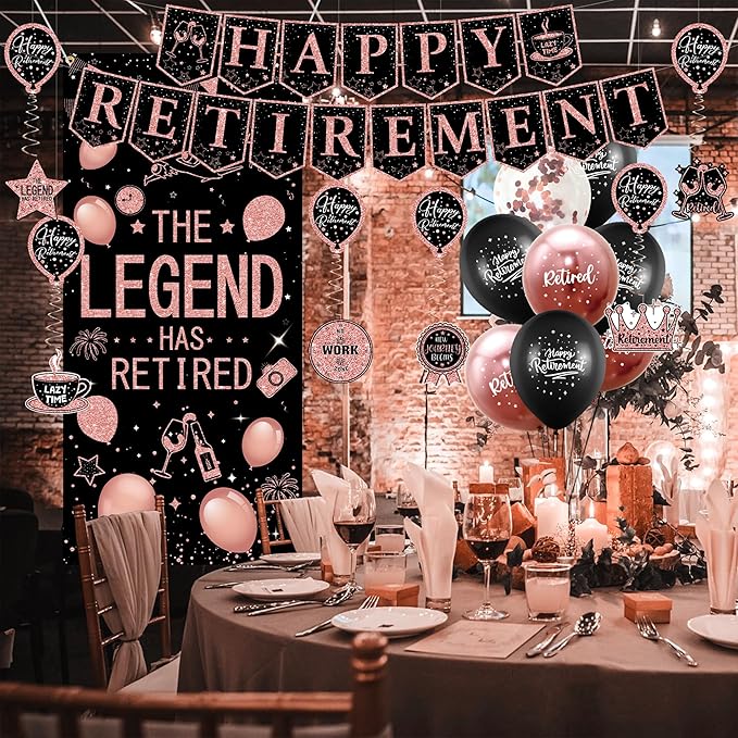 Retirement Party Decorations Women Blue and Pink Happy Retirement