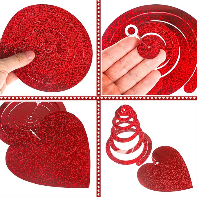 36 Pcs Valentine's Day Hanging Decorations Heart Hanging Swirl