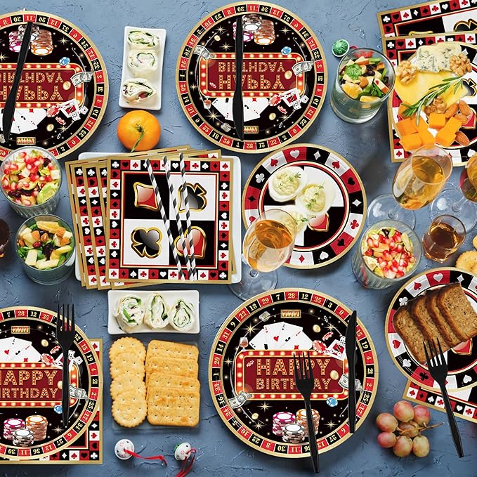 168PCS Casino Party Supplies for Girls Boys Kids Las Vegas Themed
